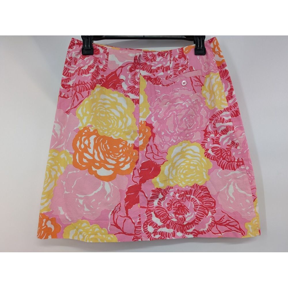 Lilly Pulitzer Pink Floral Lined Skirt size 4 Roses Multicolor Cotton - Picture 5 of 6